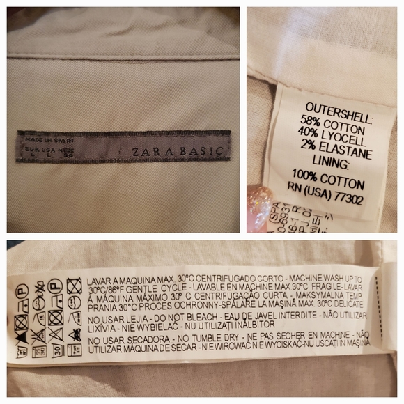 Zara Trench Coat Style Sleeveless Button Up Shirt Dress Khaki Size Large - Picture 14 of 14